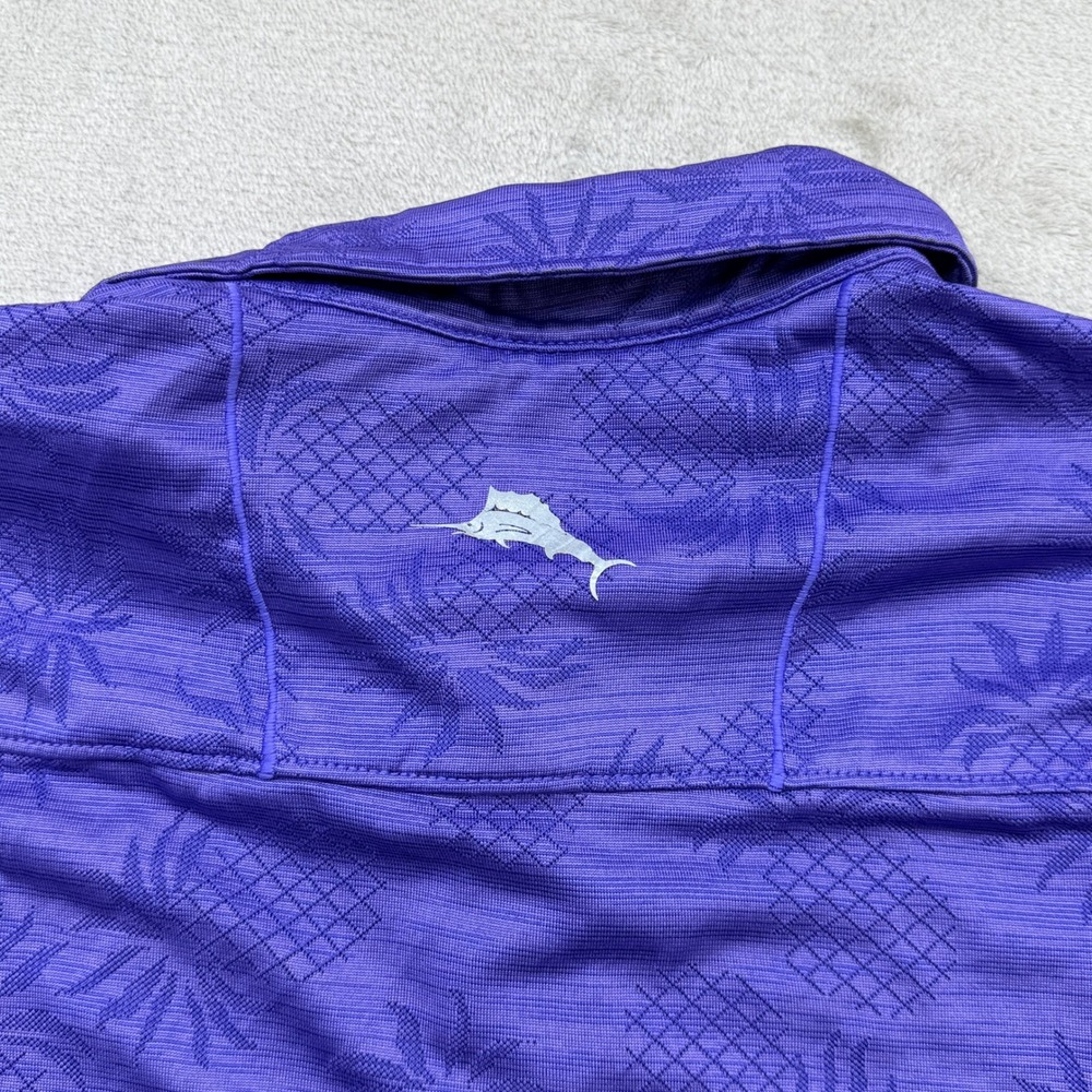 Tommy Bahama Polo Shirt Mens Small Purple Pineapple IslandZone Performance - Picture 6 of 9